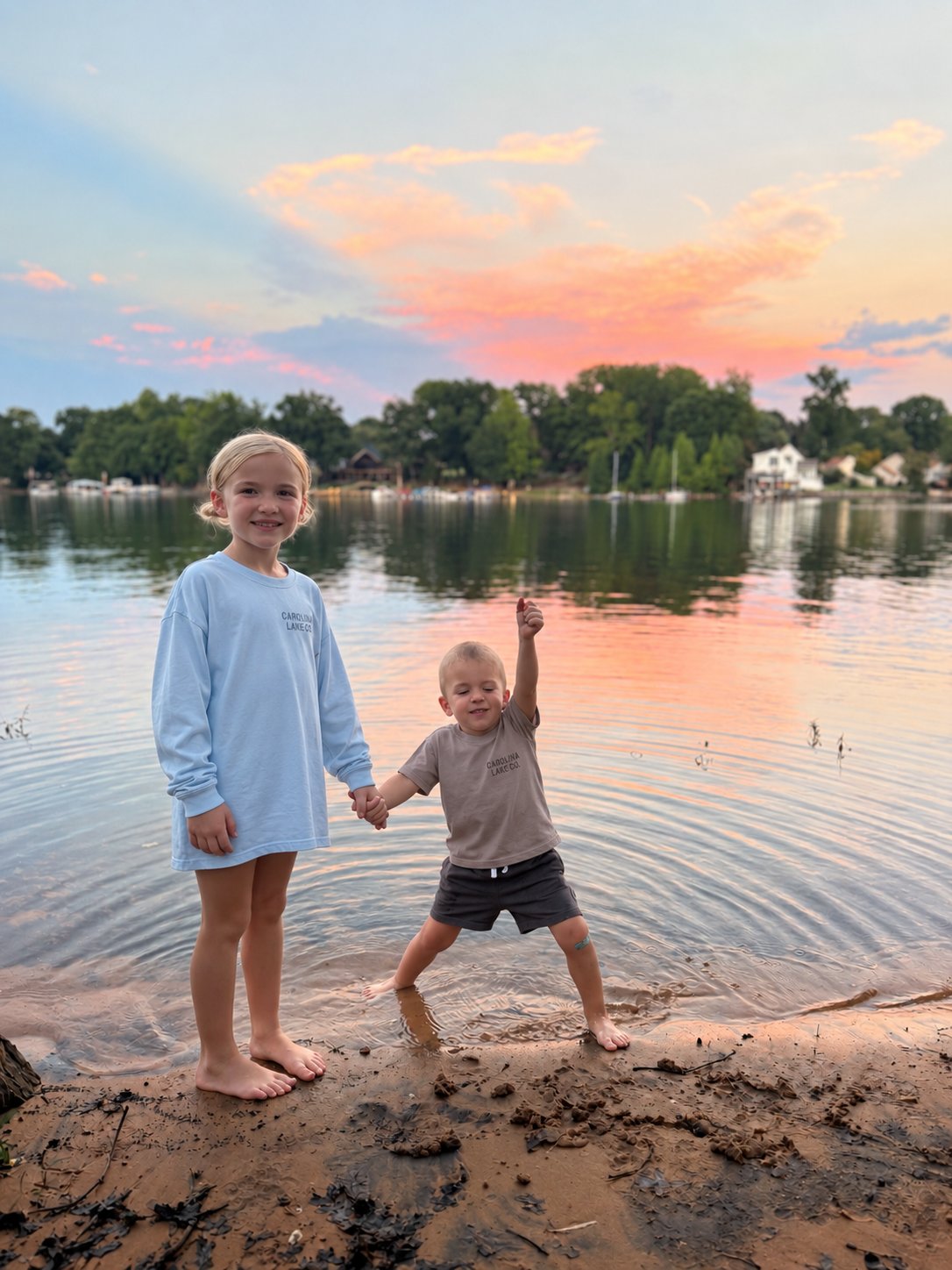 Siblings at the lake in Carolina Lake Co.