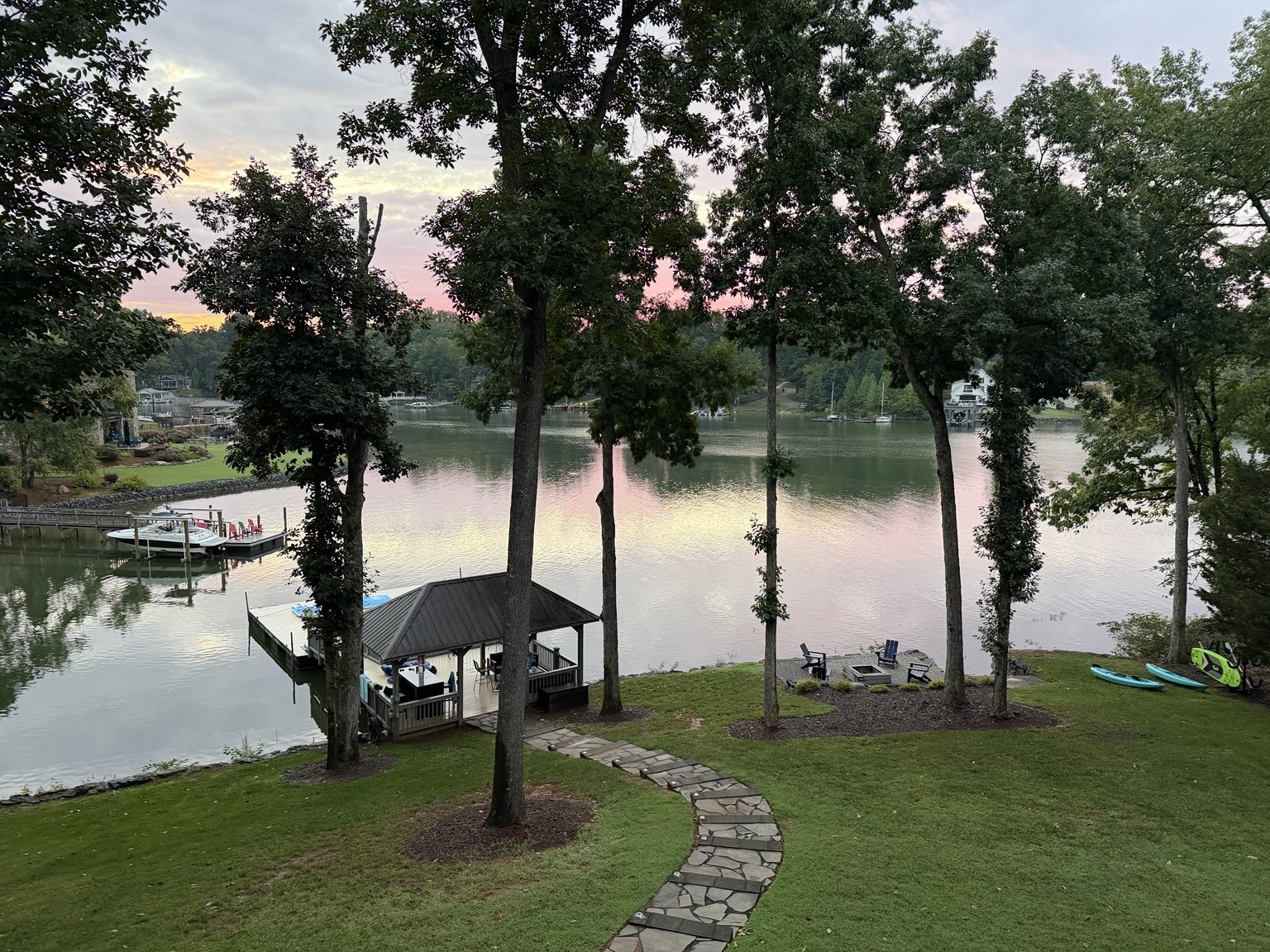 Lake Norman shoreline at sunset