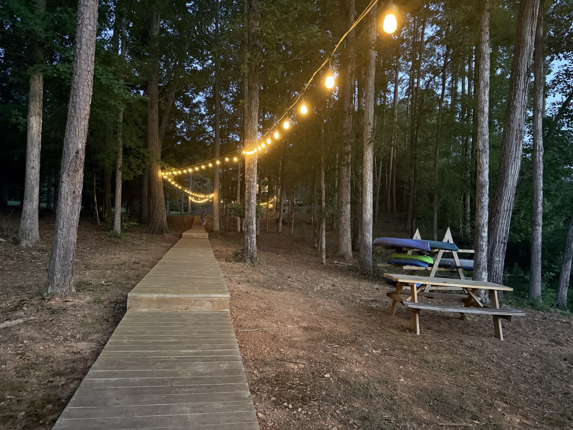 Dock lights at evening