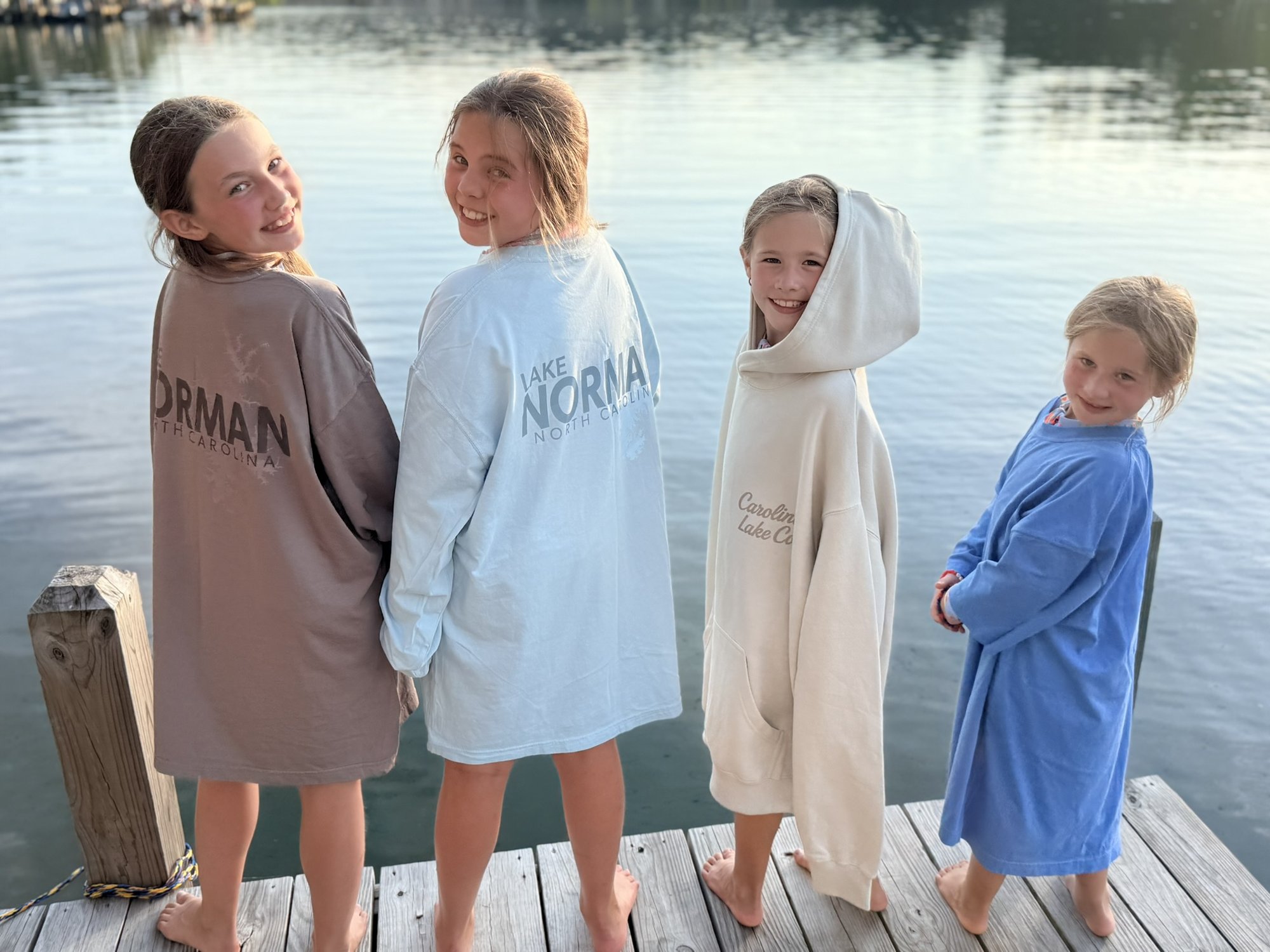 Family wearing Lake Series pieces